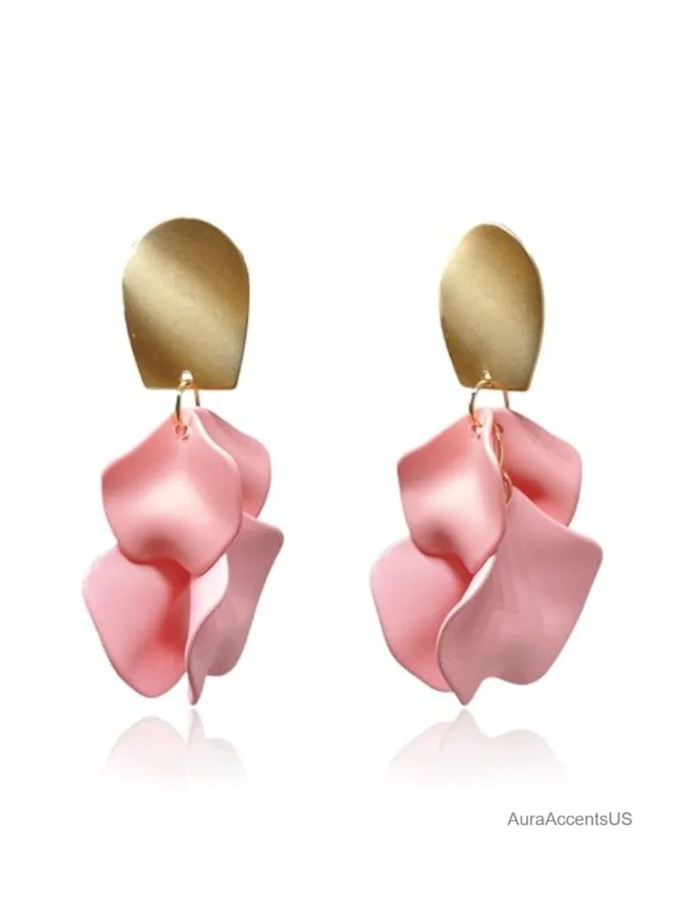 Acrylic Rose Petal Dangle Earrings, Floral Statement Earrings for Women, Summer